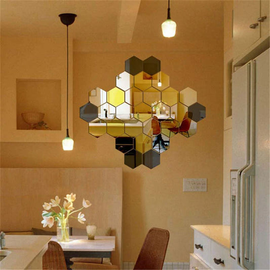 Hexagonal Mirror Crystal Stereo Mirror Sticker