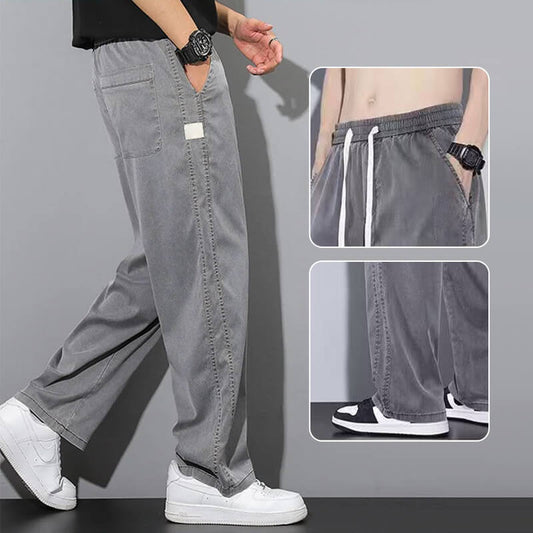 Pantaloni casual da uomo per tutte le partite traspiranti a gamba larga in Tencel