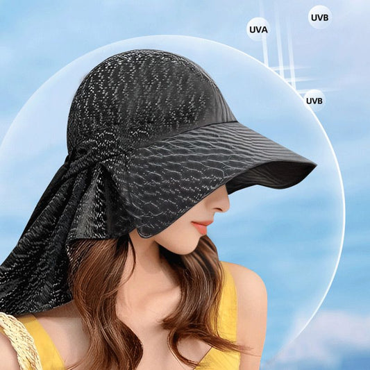 Cappello da sole universale a tesa larga da donna con patta sul collo